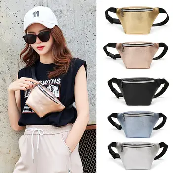 

None Ladies Metallic Shoulder Bag PU Lychee Waist Bag
