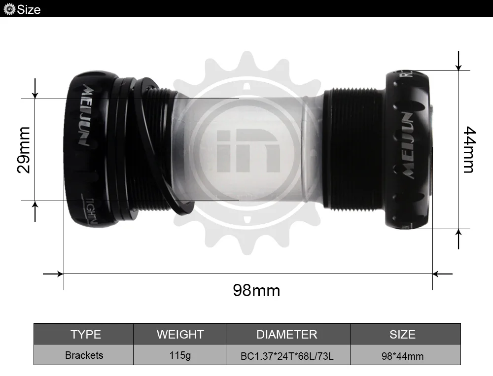 Meijun MTB велосипеда Нижние тормоза BB91/92 В виде ракушки 68/73 мм Нитки/Пресс Тип интегративной шатуны Подшипники Mountain велосипедный Спорт оси 115 г