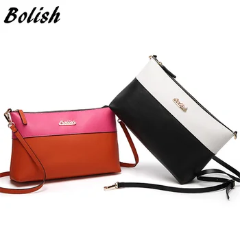 

Bolish Women Contrast Color PU Messenger Bag Female Vintage Daily Shopping Shoulder Bag Causal Designer All-Purpose Dames Tassen