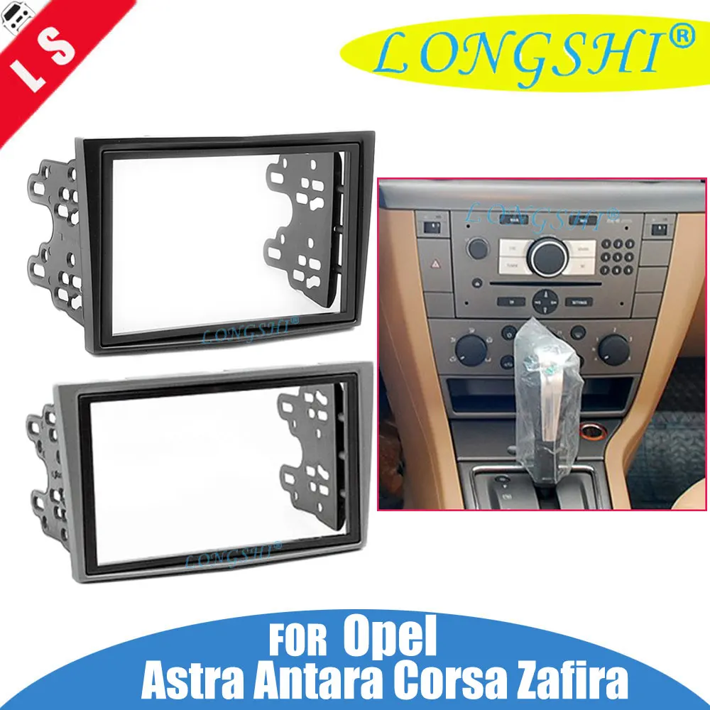 Baratos 2 Din Car Radio Fascia Trim Kit para 2006 2015 Opel Vectra Astra Zafira estéreo Dash CD Frame Panel de Audio cubierta Kit de montaje 2din