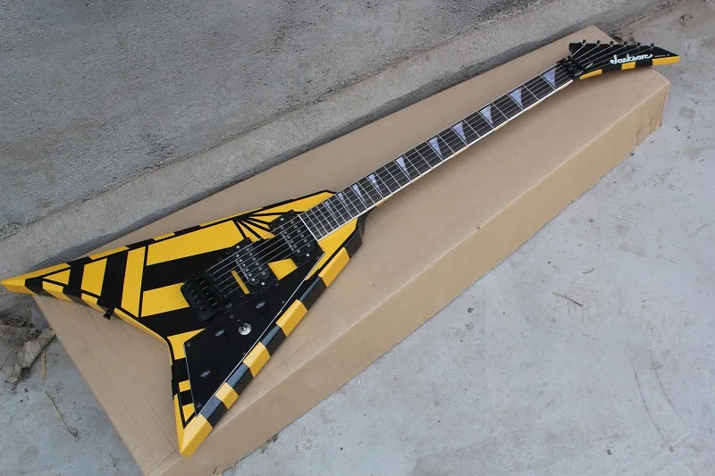 Бесплатная доставка Custom Shop Seymour Duncan доставка Джексон Flying V желтый Электрогитары Best Музыкальные инструменты Оптовая