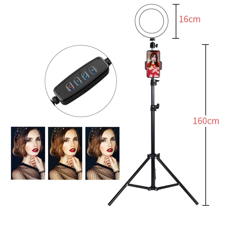 Телефон фото увеличивающий светодиодный студийный фотоаппарат селфи кольцо свет 16 см с треногой USB разъем для телефона держатель макияж видео съемки