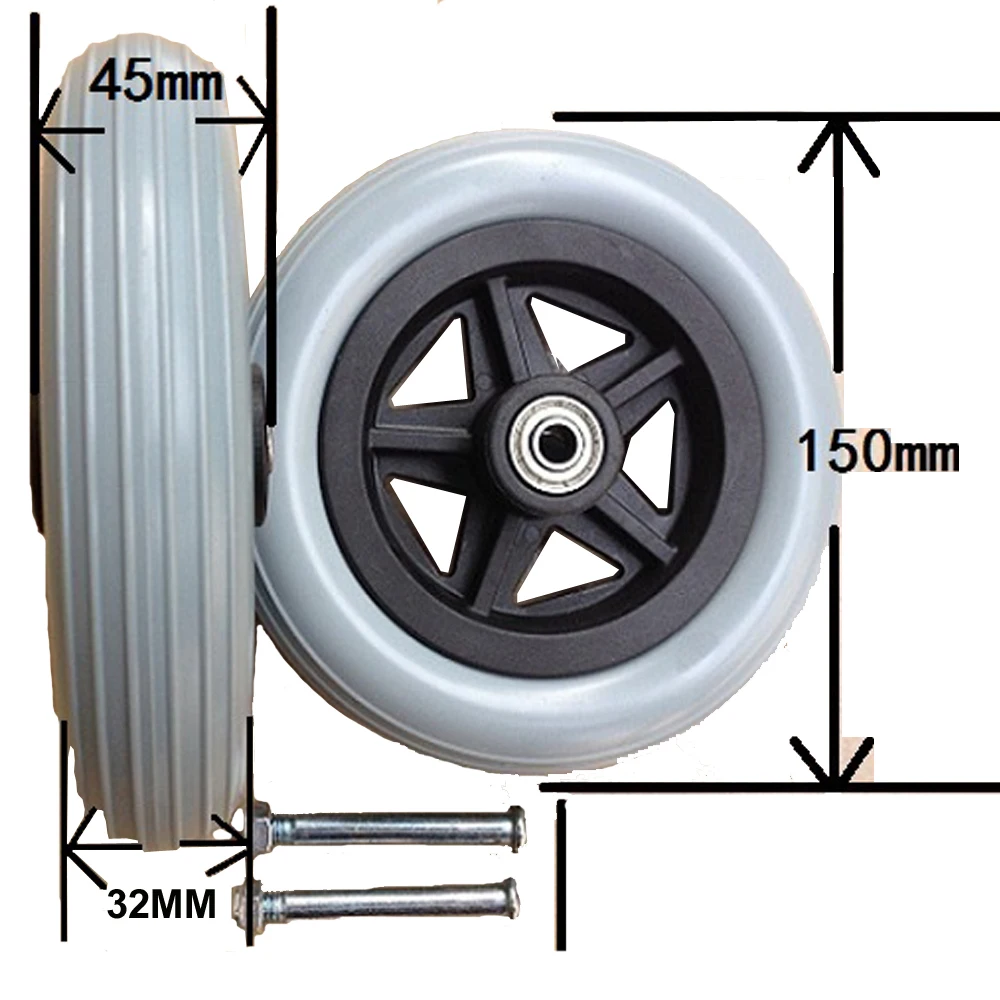 1xpair ПУ колесами со ручные кресла-каталки передних колес " /7"/" опционально с болтом и подшипники включены