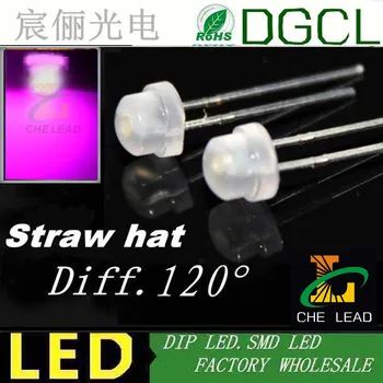 

High quality PINK 4.8mm straw hat led 2-legs diffused dip led 3.0-3.5V light diode