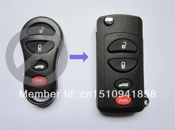

Free shipping remote folding Key Flip Shell Case Uncut Blank For Chrysler 300M Dodge Stratus Jeep Librety 3+1 Buttons