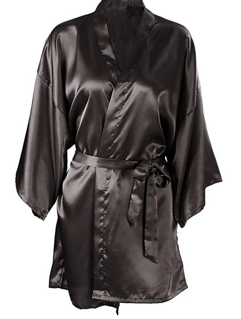 Buy Adorenite Satin Robe - Black at Rs.1999 online | Nightwear online