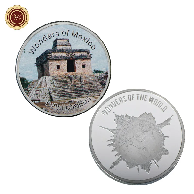 

WR Business Gifts Dzibichaltun Challenge Silver Coin Commemorative Mexico Metal Coin Home Decor Art Crafts