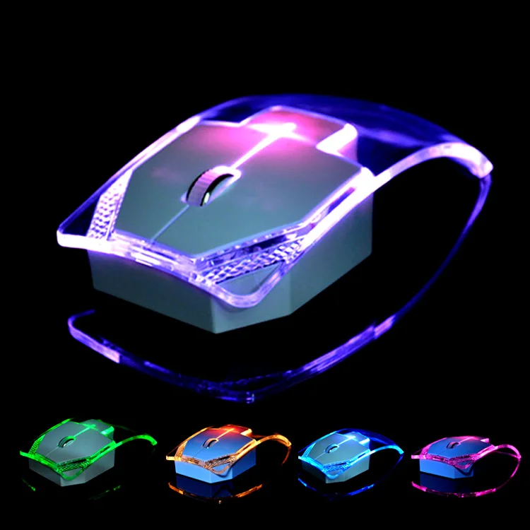 Цветной прозрачный СВЕТОДИОДНЫЙ Светильник-ночник, оптическая беспроводная мышь, бесшумная, 2,4G, для Macbook Mac, для ПК, настольного компьютера, ноутбука, ноутбука