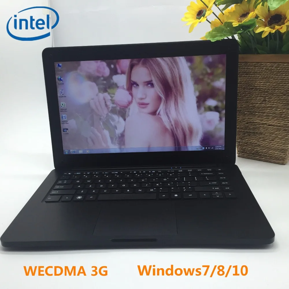 WECDMA 3G Free shipping 13.3 inch windows 7/8/10 laptop 4G/500G 1.99GHz In-tel J1900 Quad core PC notebook WIFI HDMI USB3.0