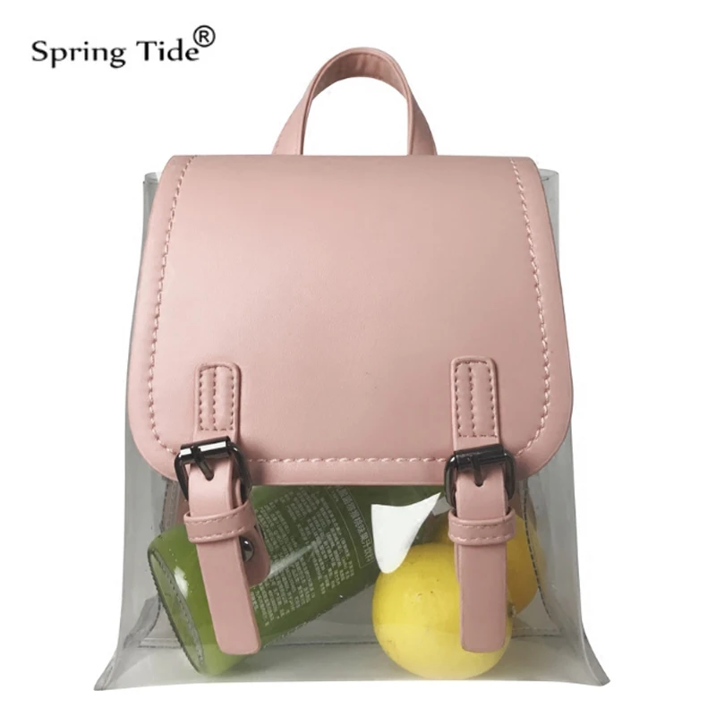 Newst Clip Cute Clear Transparent Bow Backpack Bag Harajuku School Bags