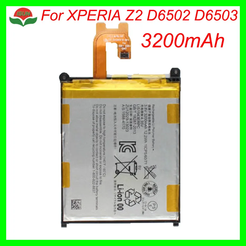 

ISUNOO Mobile Battery For SONY Xperia Z2 L50 L50W L50U L50T D6502 D6503 LIS1543ERPC 3200mAh Battery Replacement