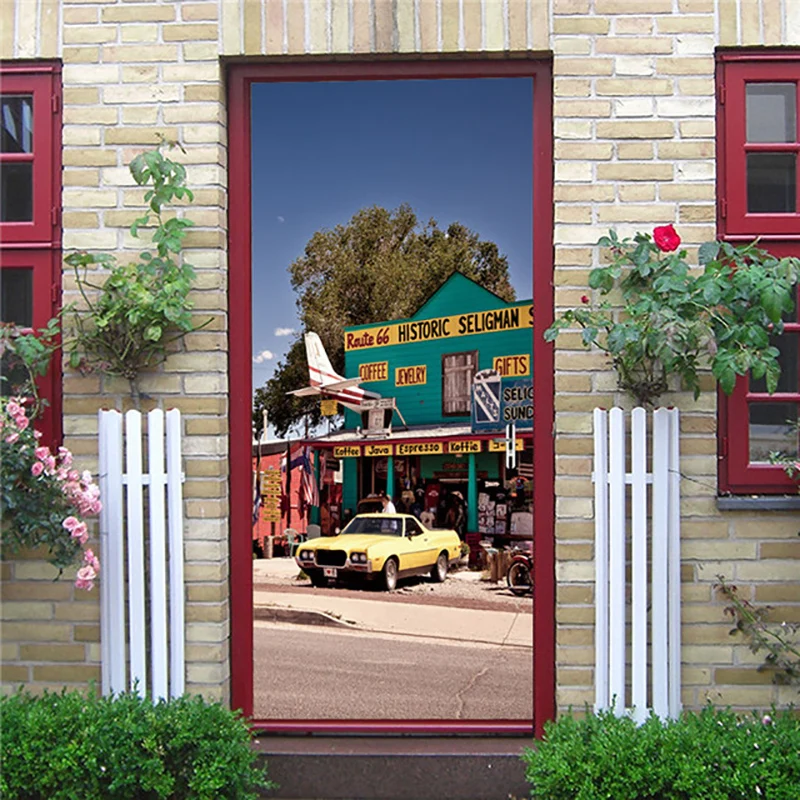 Творческий 3D двери Стикеры Сделай Сам Строительная домашний декор с пейзажем наклейки самоклеящиеся обои водоотталкивающие обои для ремонт дверей