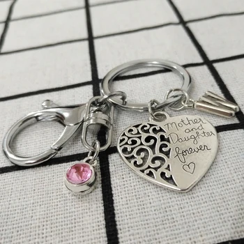 

MOM'S Gift Mother and daughter Forever keychain Hollow out Keyring Mother's Day Keydangle 12Birthstone IntailOptional Keysholder