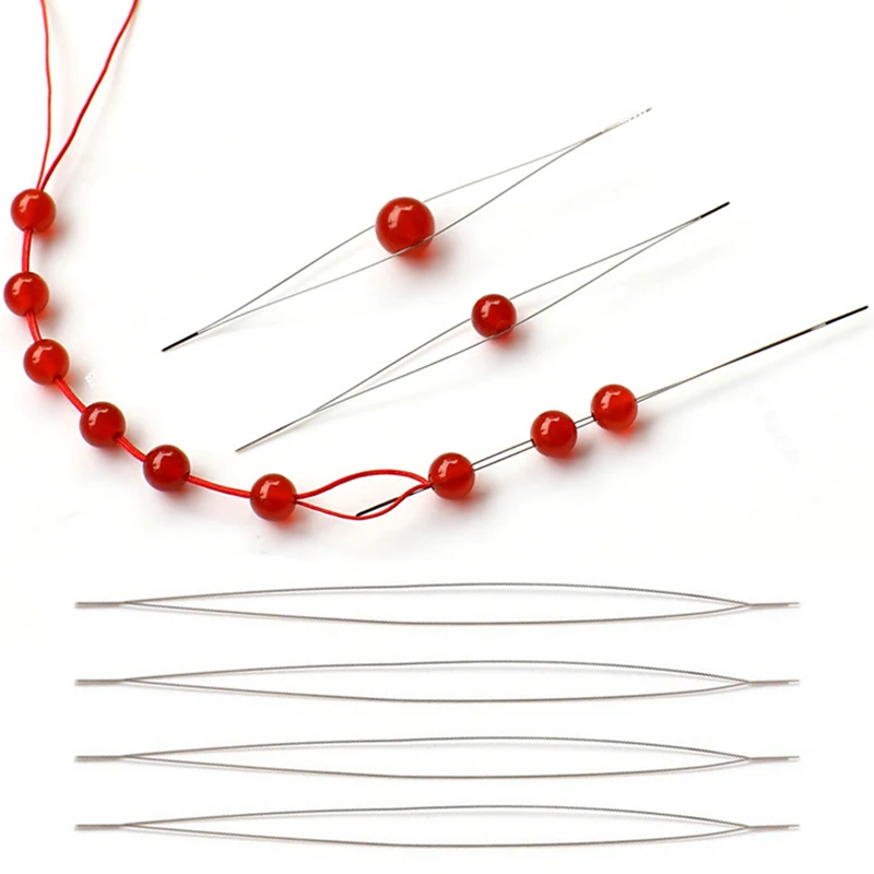 

New Super Thin Curved Beading Metal Needles For Beads & Pearls Threading String Cord Easy Making Jewelry Tools & Equipments