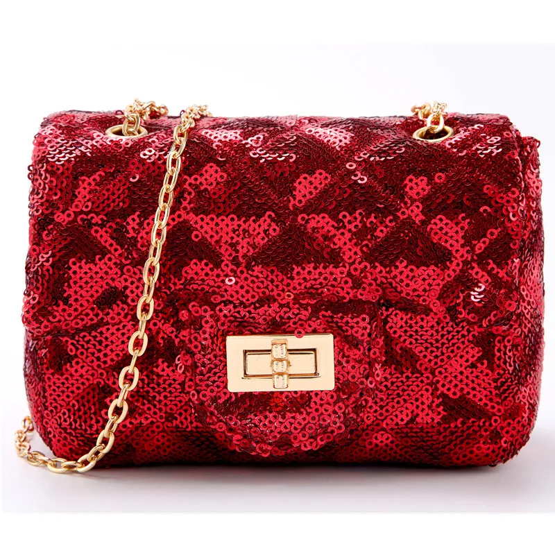 KAFVNIE Новая модная Мини-сумочка для детей блестящая красная Детская сумка PU Сумочка с блестками Милые детские сумки для вечеринок