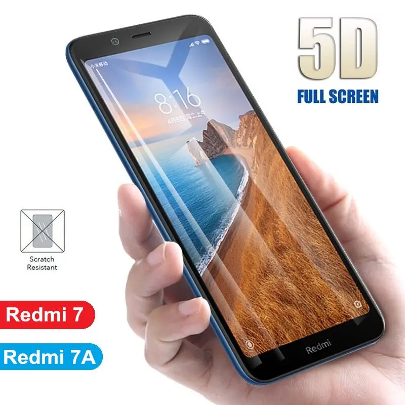Закаленное стекло для Xiaomi Redmi 7 7A 5D полное покрытие экрана защитная ультратонкая