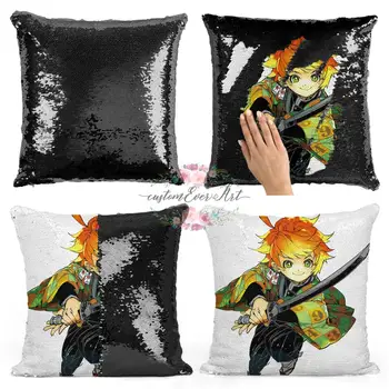 

Emma The Promised Neverland Sequin Mermaid Throw Pillow Cushion Cover Car Home Decoration Sofa Bed Decor Decorative Pillowcase