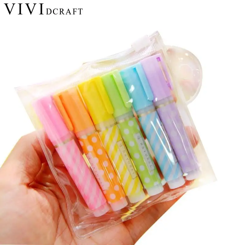 Vividcraft Japanese Stationery 6pcs/lot Cute Mini Highlighter Pens ...