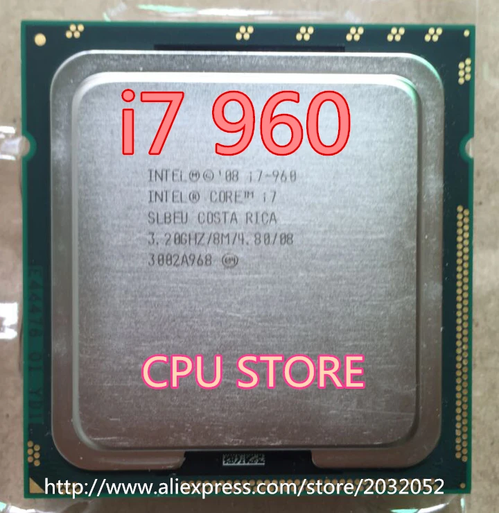 Процессор Intel Core I7 960, 3,2 ГГц, четырехъядерный процессор LGA 1366, 130 Вт, 8 Мб кэш-памяти, настольный i7-960 процессор(Рабочая