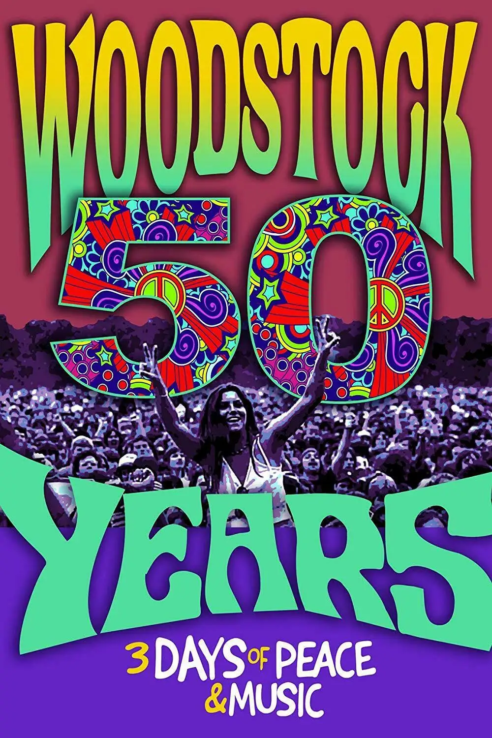 WOODSTOCK-50TH и юбилей из шелка постер декоративная стена краска 24x36 дюймов | Дом сад