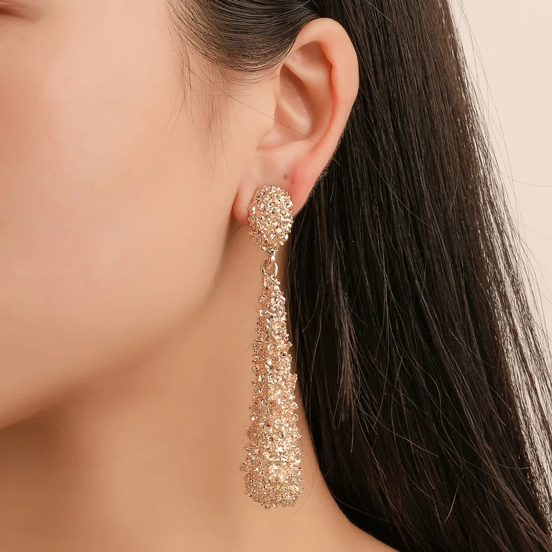 

Exaggerated Geometric Irregular Metal Earrings for Women Drop Embossed Strip Earrings Jewelry Earrings Female Pendientes Cortos