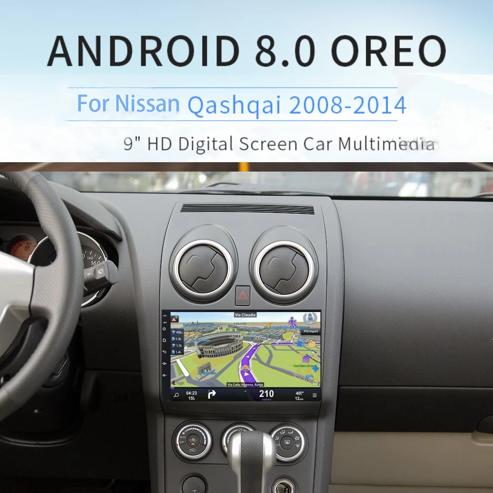 

Car Radio GPS Android 8.0 Octa core 4G for Nissan Qashqai Navigation 2008 2009 2010 2011 2012 2013 2014 9"IPS Screen Auto stereo