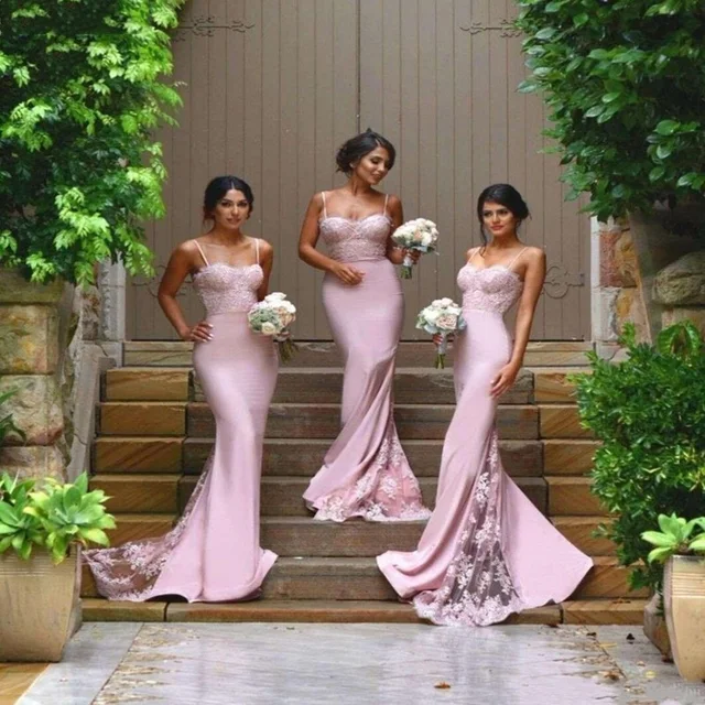 Y Bridesmaid Dresses Spaghetti Strap Vestido De Festa Y Bridesmaid Dresses Spaghetti Strap Vestido De Festa Casamento Sheer Lace Liques Blush Peach Mermaid