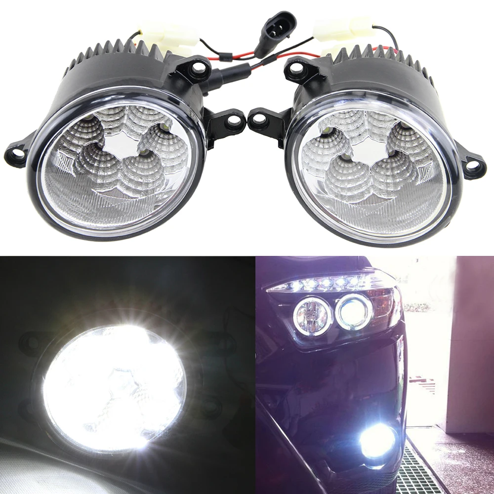 

2pcs 32W 1100LM 6-LED Round Front Right/Left Fog Light Lamp DRL Daytime Driving Running Lights for Toyota Camry Corolla Yaris
