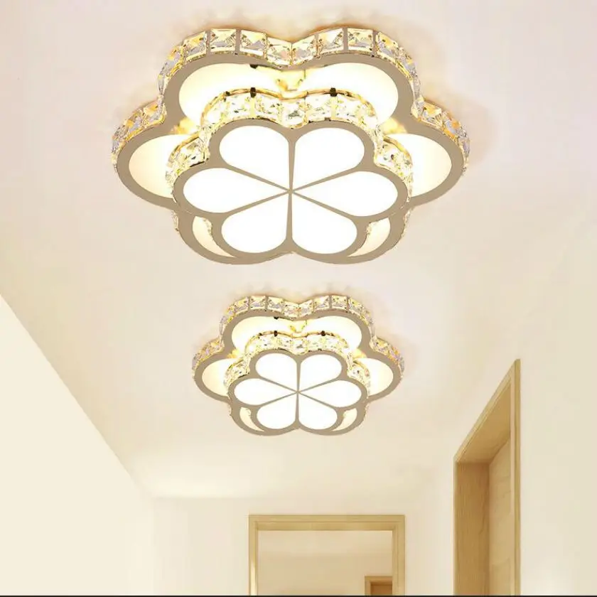 Flores LED Luces de techo lámpara de techo de cristal oro pasillo Lámparas lustre acrílico luminaria para dormitorio luz iluminacion