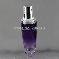 120 мл фиолетового стекла Лосьон бутылка с серебряной насоса для косметической упаковки