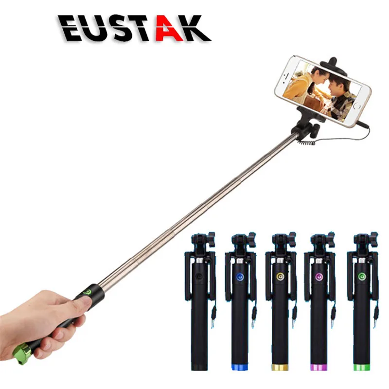 

Eustak Extendable Folding Wired Selfi Self Selfie Stick Monopod For Samsung huawei xiaomi iphone 5 6 7 plus Perche Selfie Sticks