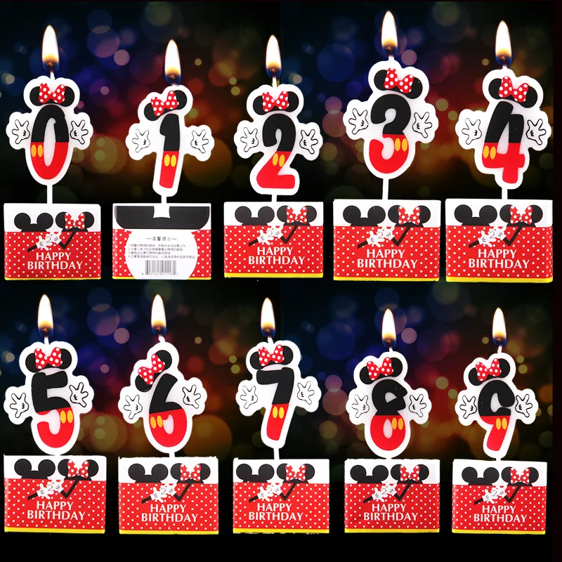 

Mickey Minnie Bow Kids Creative Digital Smokeless Baking Digital Candles Birthday Party Cake Arrangement