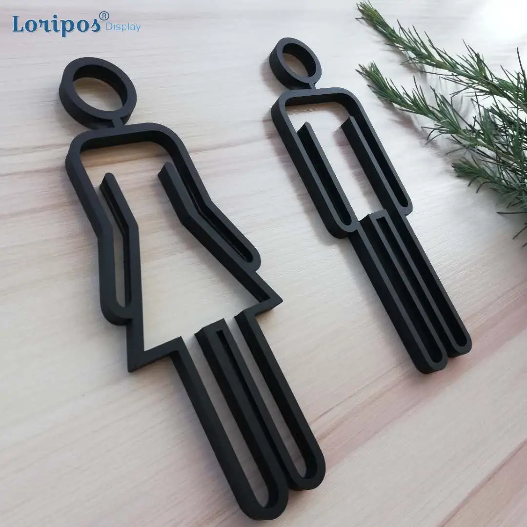 

Hollow Out Toilet Sign Board Creative Wall Sign Decor Plate Wc Sign Arylic Block Wall Mounted Restroom Door Signboard Indicator