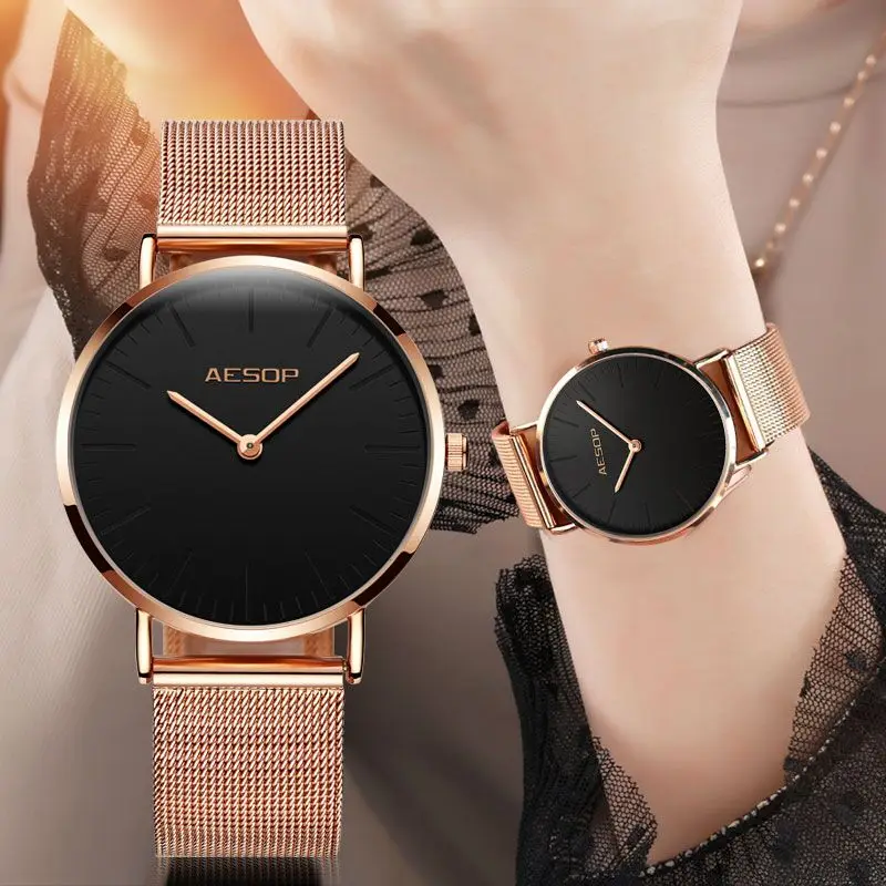 Luxury Women Watches Simple Ladies Steel Watch Rose Gold Elegant Minimalism Casual Black Female Waterproof Clock for Girl 2018
