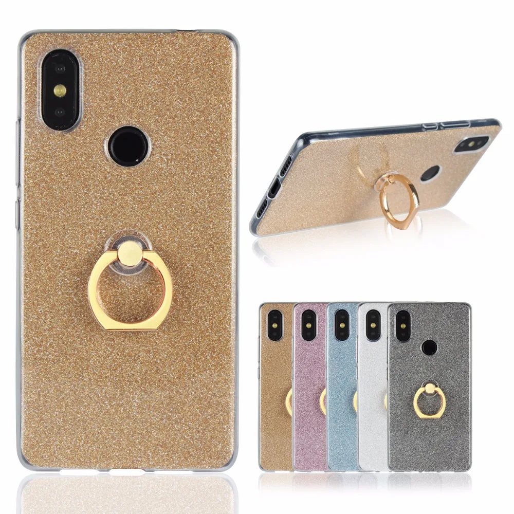 

Adtismark Glitter Bling Case For Xiaomi mi 8 Case Finger Ring Holder Soft TPU Silicon Case for Xiaomi mi 8SE Back Cover Case