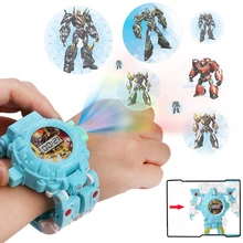 Робот проекционные часы детская Трансформация Робот часы игрушка электронный дисплей для маленьких мальчиков игрушки силиконовый ремешок наручные часы подарки