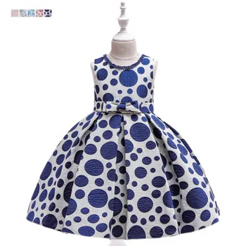 

Summer Kids Dresses For Girls Wedding Dresses Elegant Toddler Girls Princess Dress Children Evening Party Dot Dress beaded neck