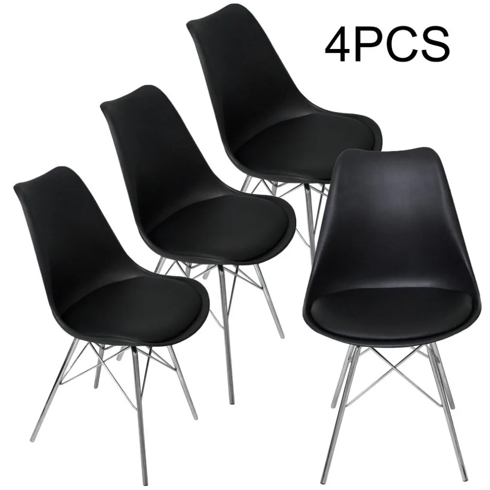 Newest 4 PCS Dining Tulip Chair Metal Legs Loft Lounge Stool Modern Design Padded Seat Chair Exquisite Home Accessories Newest 4 PCS Dining Tulip Chair Metal Legs Loft Lounge Stool Modern Design Padded Seat Chair Exquisite Home Accessories