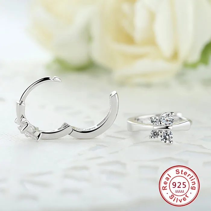 Luxury 925 Sterling Silver Classic Butterfly Austrian Crystal Stone Earrings Bridal Wedding Ceremony Propose Jewellery