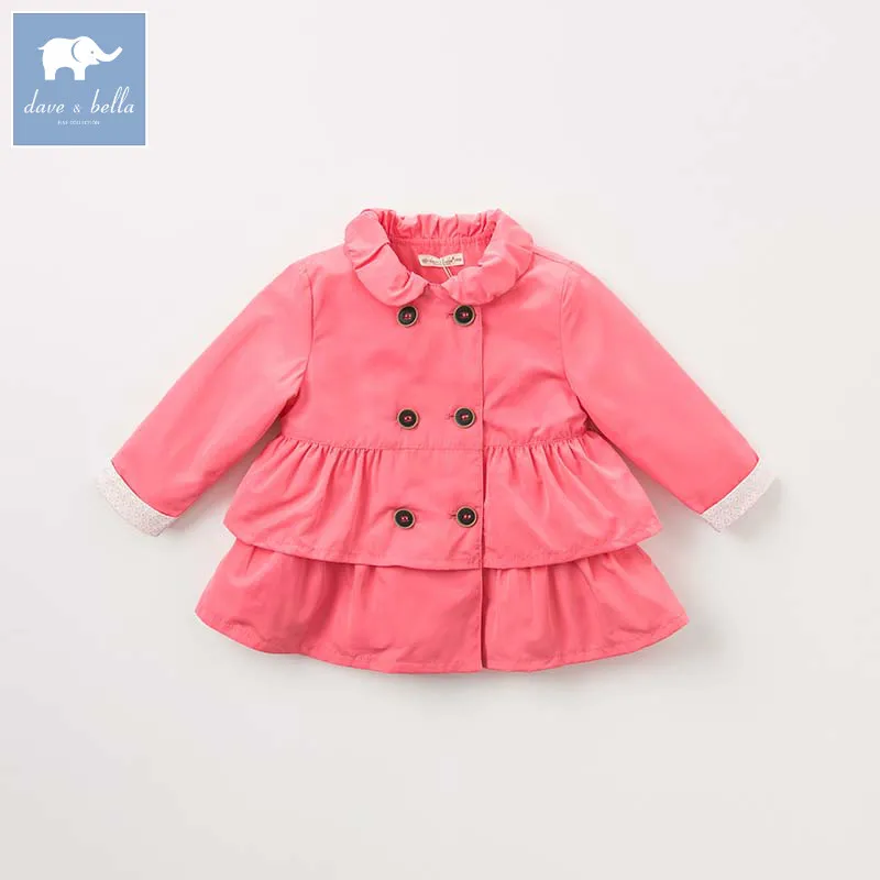DB8483 dave bella/осеннее модное пальто для маленьких девочек Детская верхняя одежда Высококачественная Милая одежда для маленьких детей