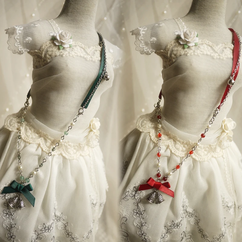 

NEW Handmade Christmas style Green/Red Small bell Across chain 1/3 1/4 1/6 BJD SD DD MSD YOSD Doll Accessories