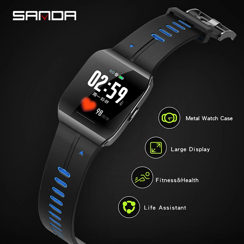 Koop SANDA X1 HD Grote Display Oudere Mannen Leven Assistent Nieuwe Smart Digitale Horloge Vrouwelijke Herinnering Hartslag Horloges Stap Horloge