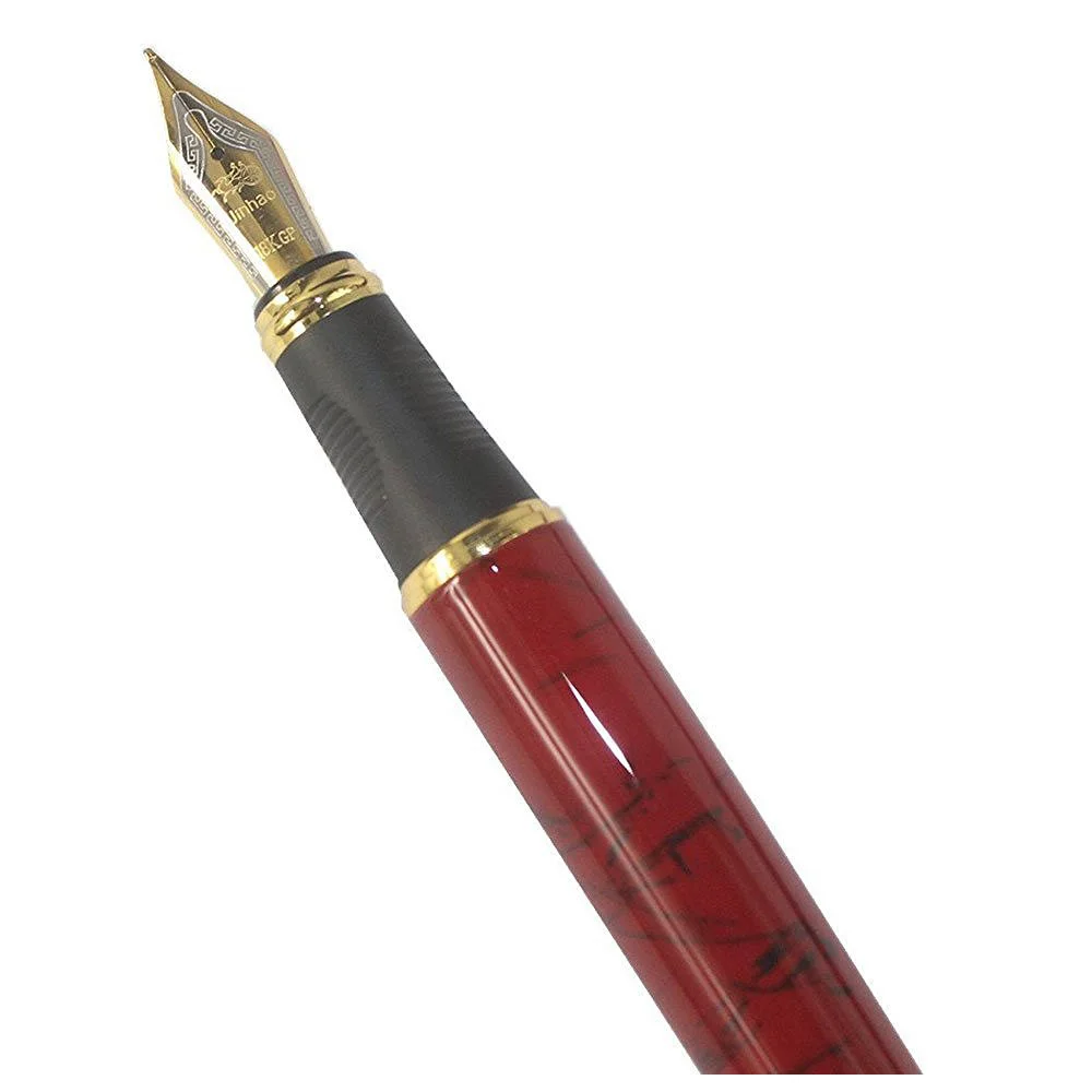 Affordable Luxury Jinhao M Nib 18KGP Fountain Pen (Red Herbal Graphics
