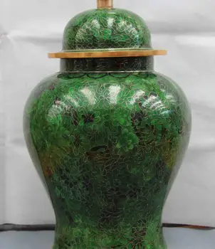 

20 China Copper Cloisonne Enamel Green Color Palace General tank Jar Pot Vase