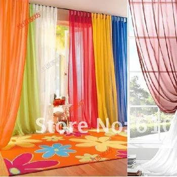 

OEM size Europe Gauze curtain, polyester Voile window curtain with hanging loop,20 kind of color to choose