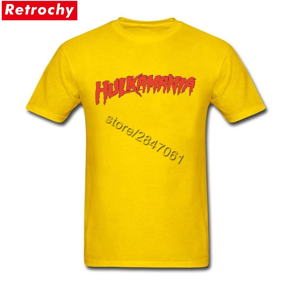 Для Мужчин's футболка желтого цвета Hulkamania молодых мальчика на рост от 80S в стиле