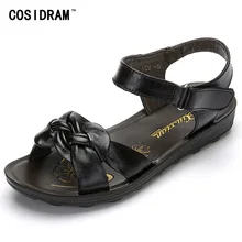 2017 Summer Women Sandals Genuine Leather Casual Summer Women Shoes Fashion Bowtie Female Footwear Peep Toe Beach Shoes SNE-520