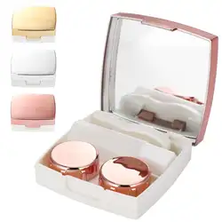 3 цвета макияж зеркало мини держатель контактных линз Уход за глазами контейнер для линз чехол карманное зеркало коробка