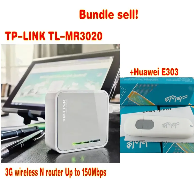 

Unlocked Huawei E303 3G USB Stick +TP-Link tl-mr3020 Wireless N router