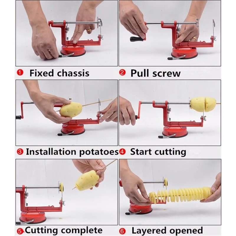  Potato Twist Slicer Stainless Steel Kitchen Accessories Spiral Chip Slicer Manual Cutting Machine R